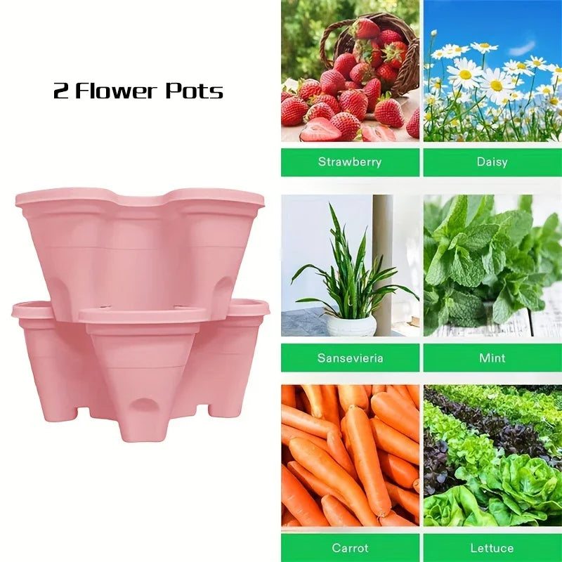 Strawberry Vertical Gardening Stackable Planter for Indoor and Outdoor Strawberries, Flowers, Herbs, Vegetables, 1-Pack