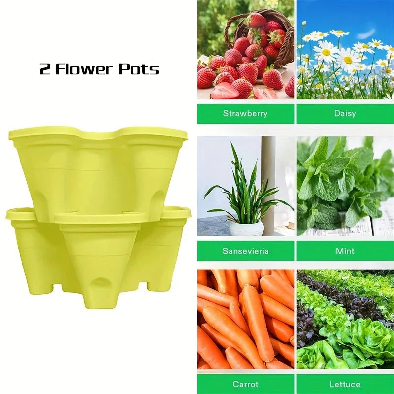 Strawberry Vertical Gardening Stackable Planter for Indoor and Outdoor Strawberries, Flowers, Herbs, Vegetables, 1-Pack