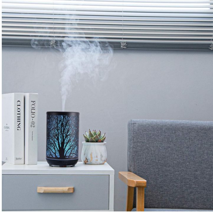 Essential Oil Diffuser, 300Ml Ultrasonic Diffuser for Essential Oil, Cool Mist Humidifier Aromatherapy Diffuser with 15 Lighting Changing Modes, Waterless Auto Shut-Off for Home (Tree-300Ml)