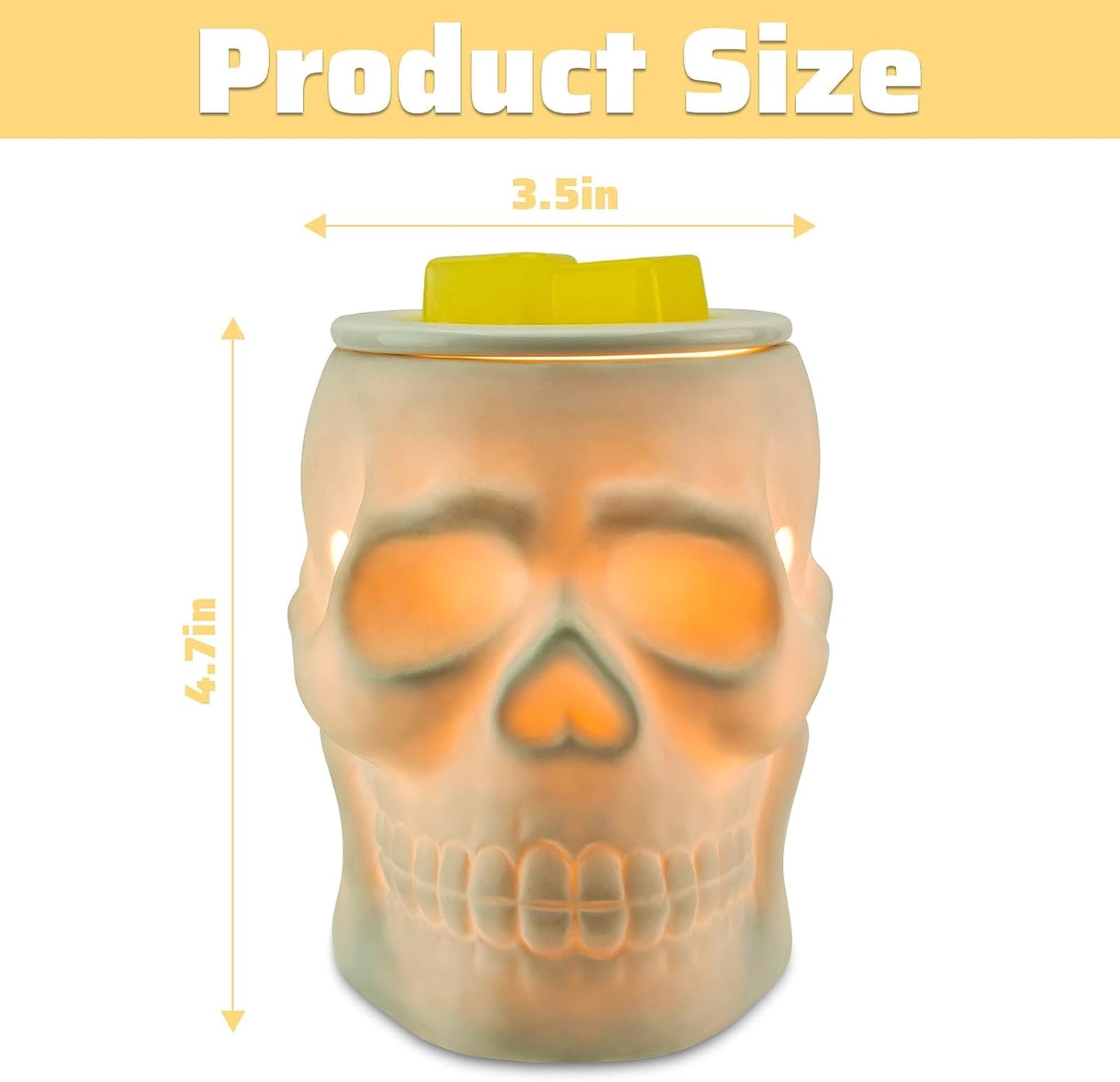 Ceramic Skull Wax Melt Warmer Electric Scentsy Warmer Home Fragrance Oil Diffuser Wax Melter Burner for Home Decor/Office/Living Room,Ideal Gifts,Two Bulbs Packed- Resurgent Skull