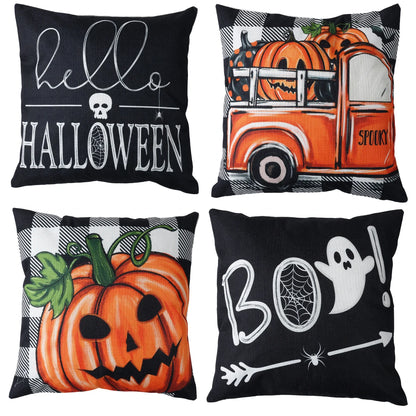 4PCS 45X45Cm Halloween Cushion Cover Pumpkin Wizard Ghost Halloween Decor for Home Decorative Sofa Car Chair Decor Pillowcase