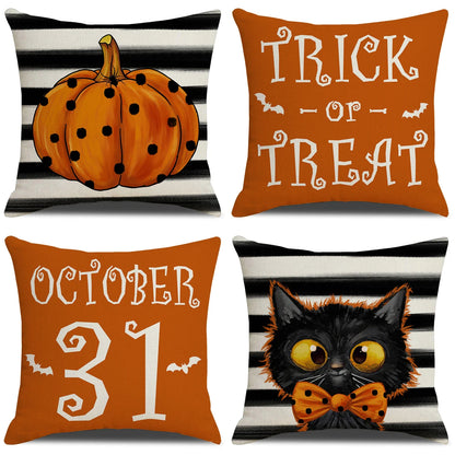 4PCS 45X45Cm Halloween Cushion Cover Pumpkin Wizard Ghost Halloween Decor for Home Decorative Sofa Car Chair Decor Pillowcase